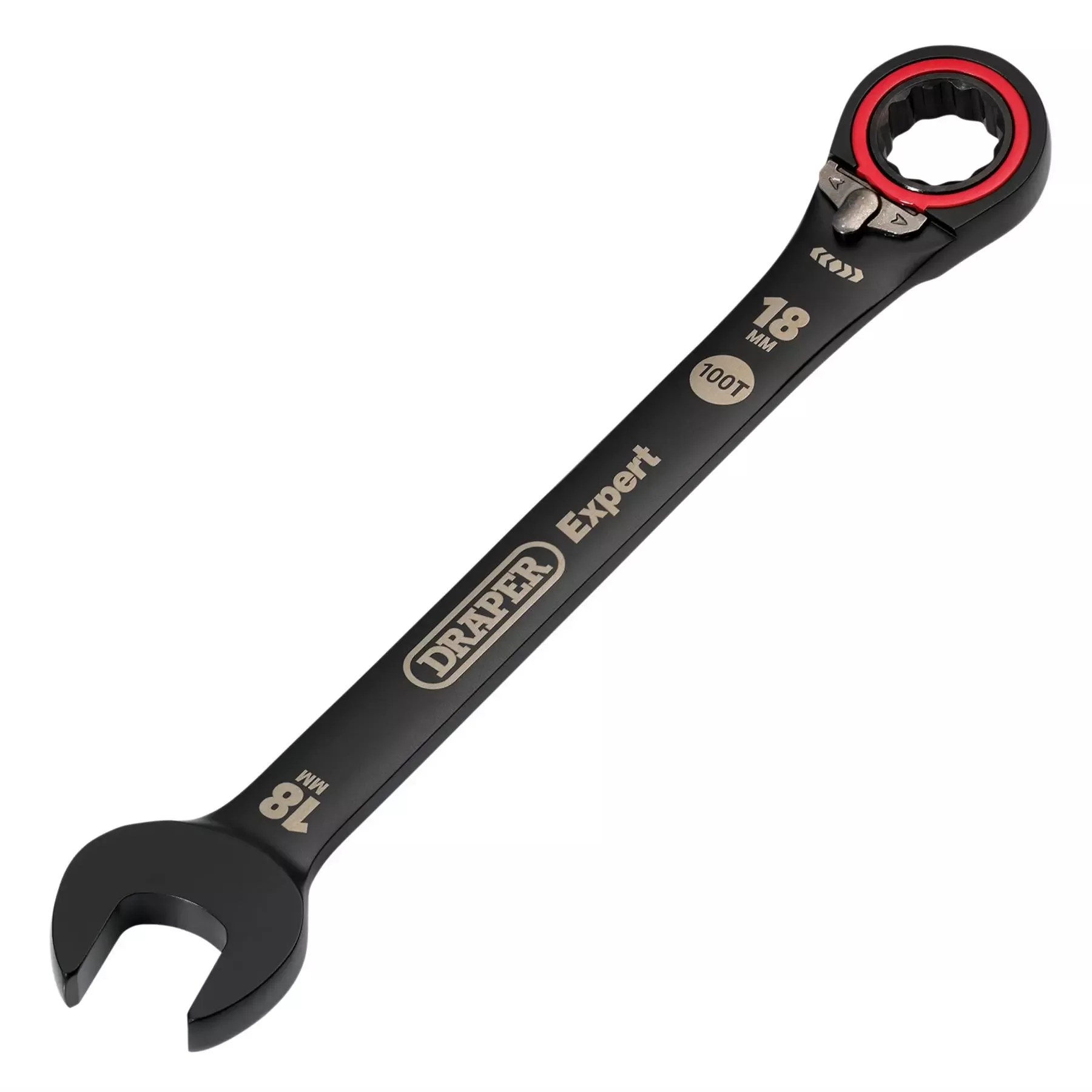 Draper Expert HI-TORQMetric Reversible Ratchet Combination Spanner 18mm Black 03908