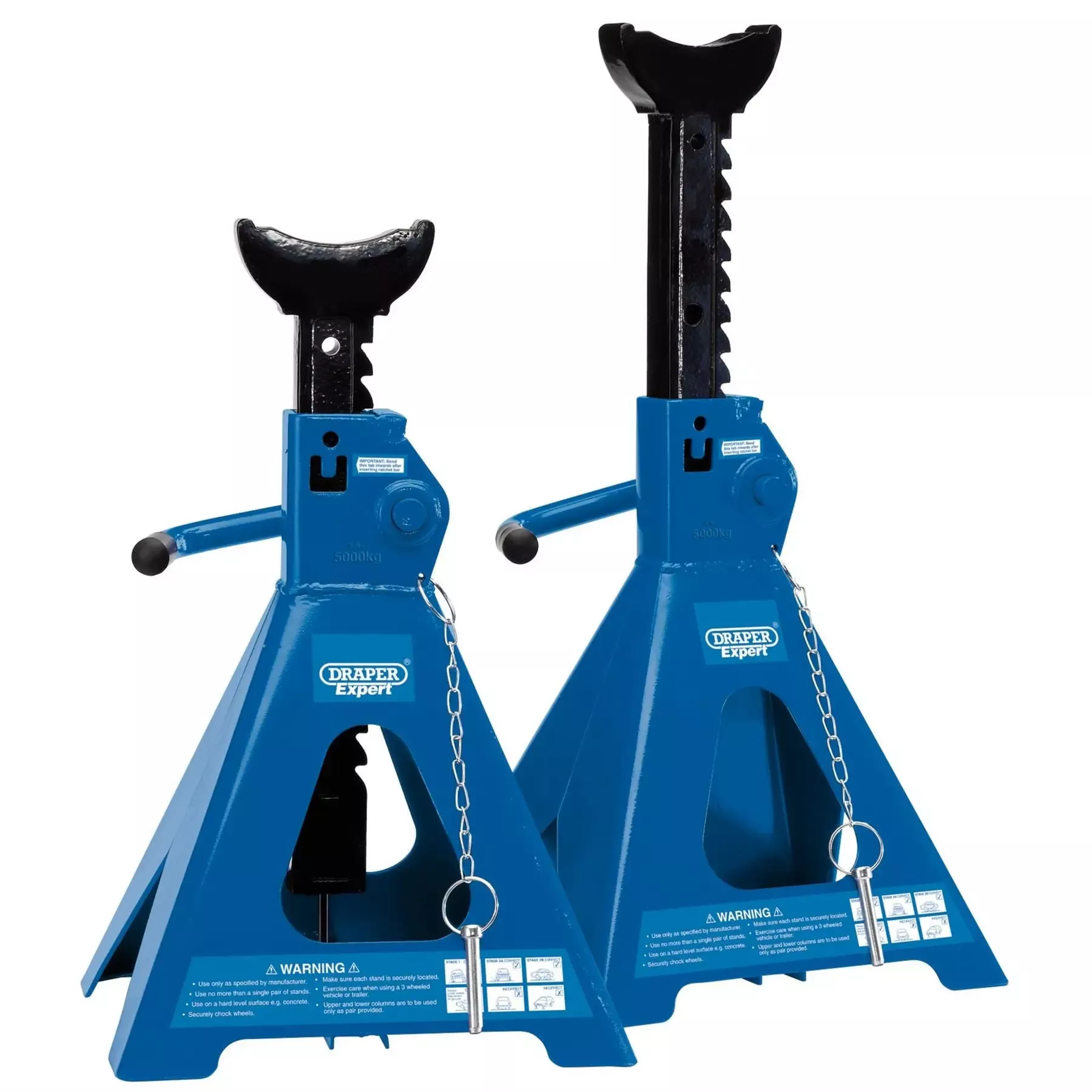 Draper Expert Pneumatic Rise Ratcheting Axle Stands 5 Tonne (Pair) 01814