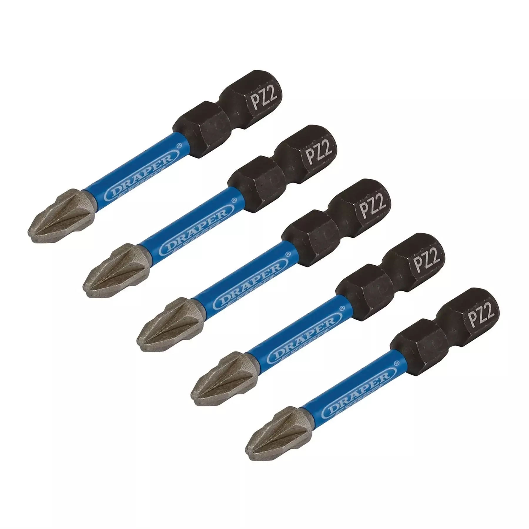 Draper Expert PZ-Type Impact Screwdriver Bits No.2 x 50mm 1/4" Hex (Pack of 5) 05647