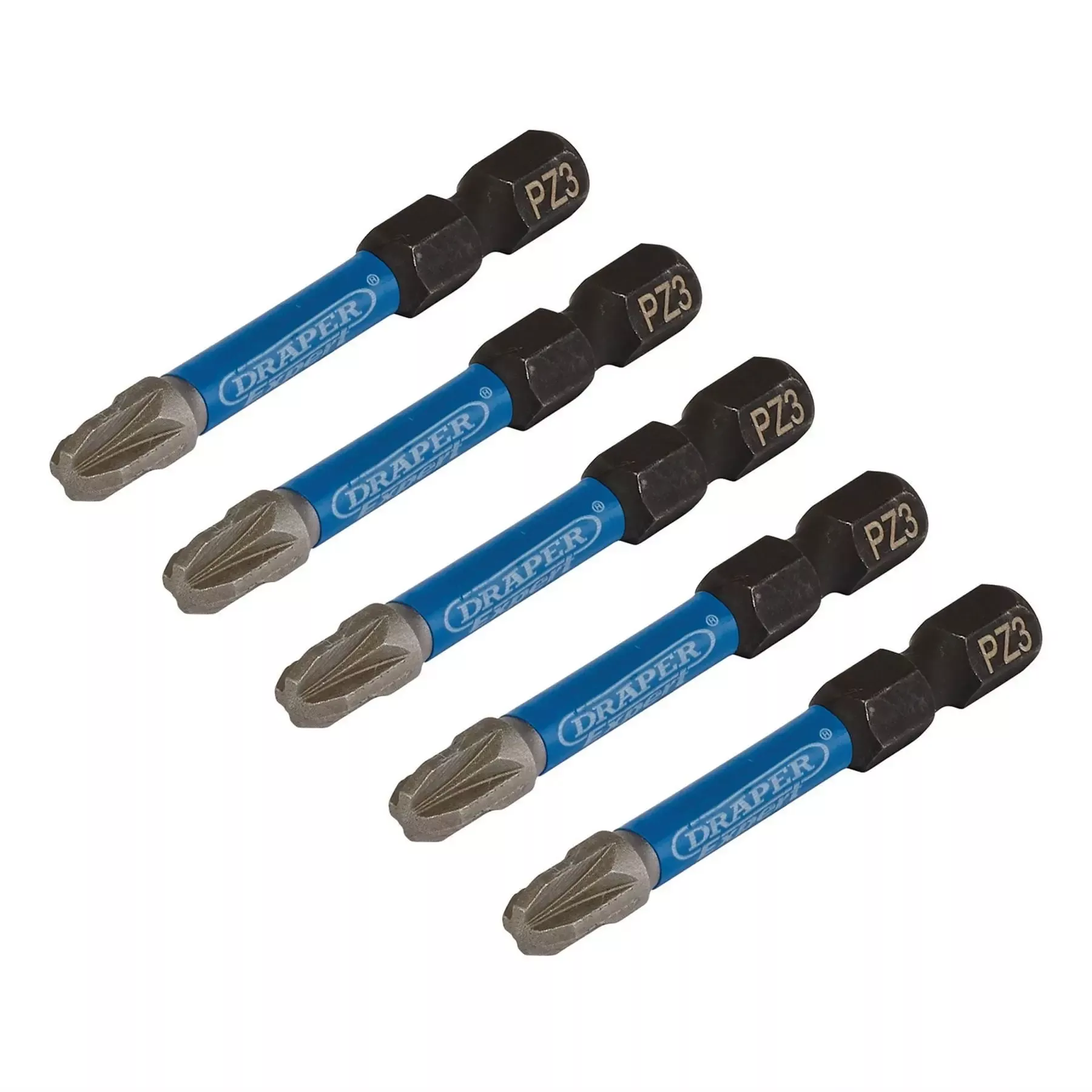 Draper Expert PZ-Type Impact Screwdriver Bits No.3 x 50mm 1/4" Hex (Pack of 5) 05648