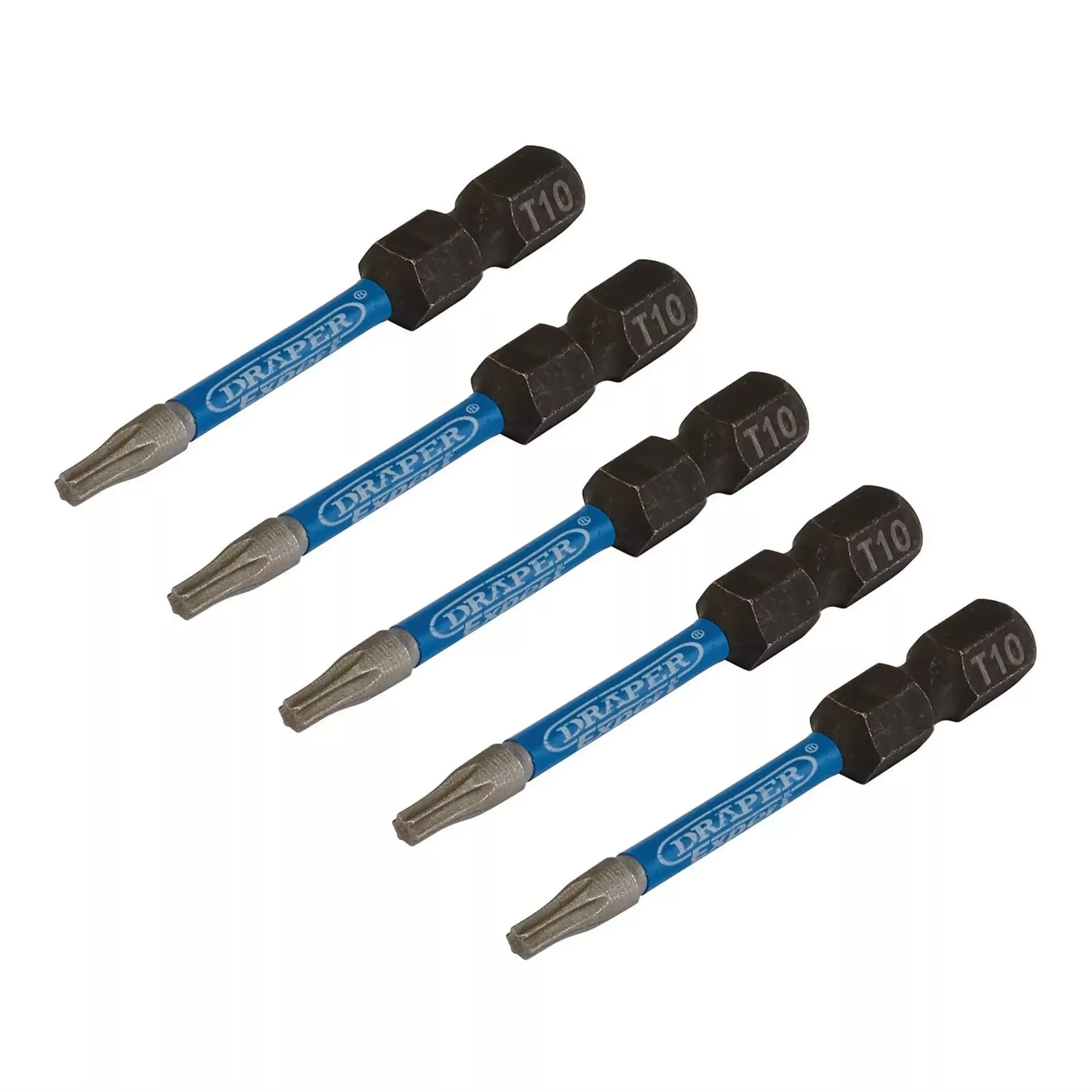 Draper Expert TX-STAR Impact Screwdriver Bits T10 x 50mm 1/4" Hex (Pack of 5) 05649