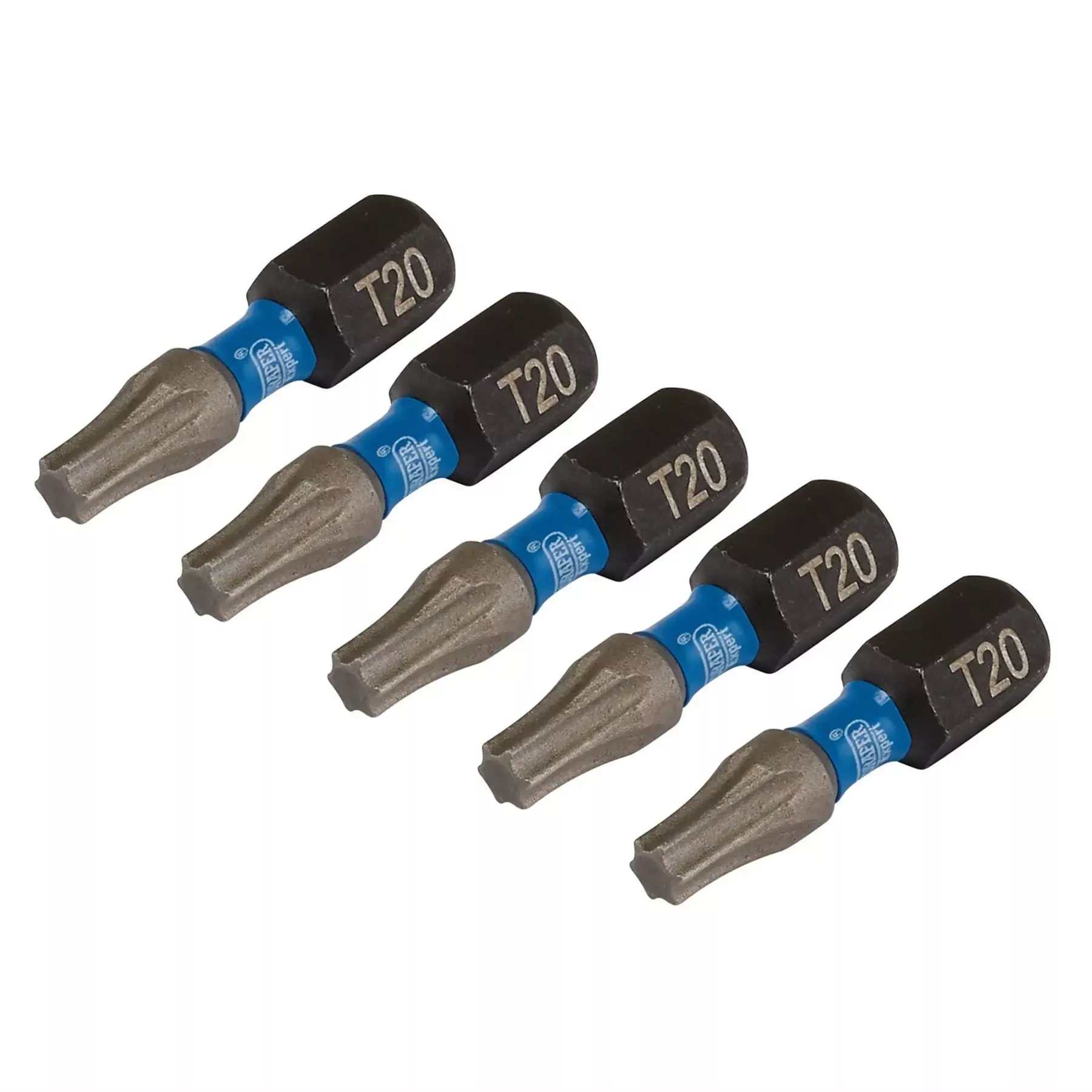 Draper Expert TX-STAR Impact Screwdriver Bits T20 x 25mm 1/4" Hex (Pack of 5) 05493