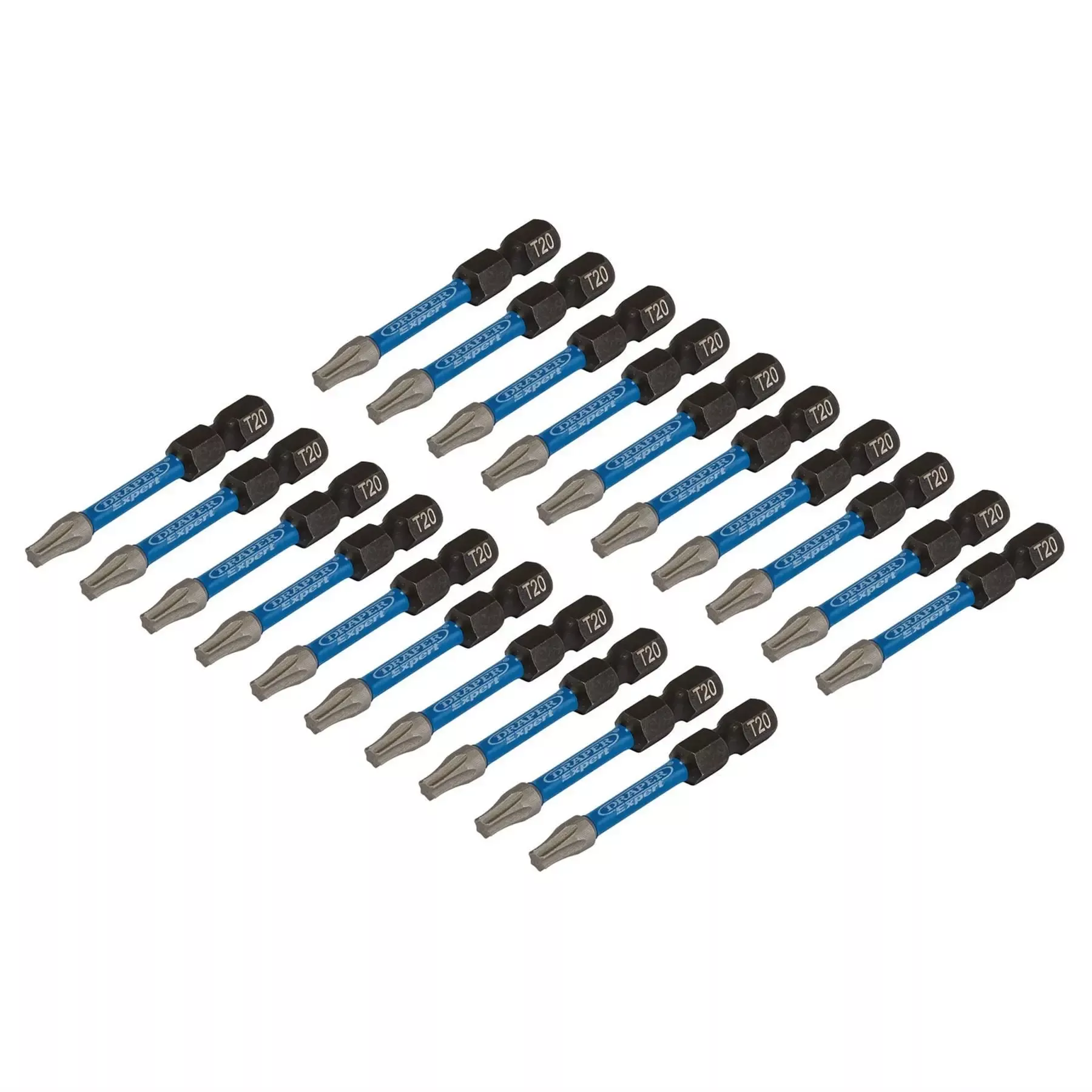 Draper Expert TX-STAR Impact Screwdriver Bits T20 x 50mm 1/4" Hex (Pack of 20) 05698