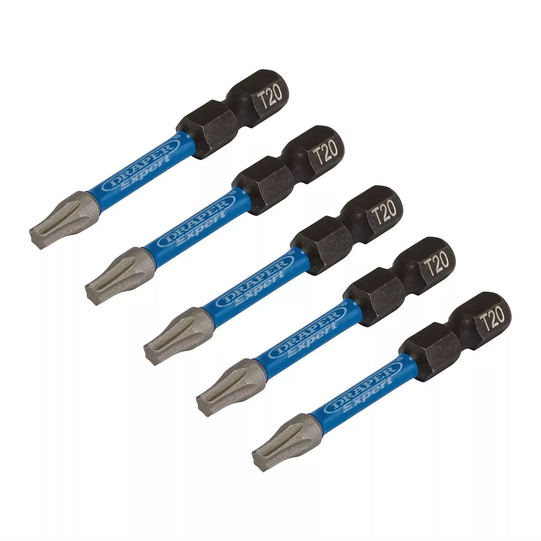 Draper Expert TX-STAR Impact Screwdriver Bits T20 x 50mm 1/4" Hex (Pack of 5) 05652