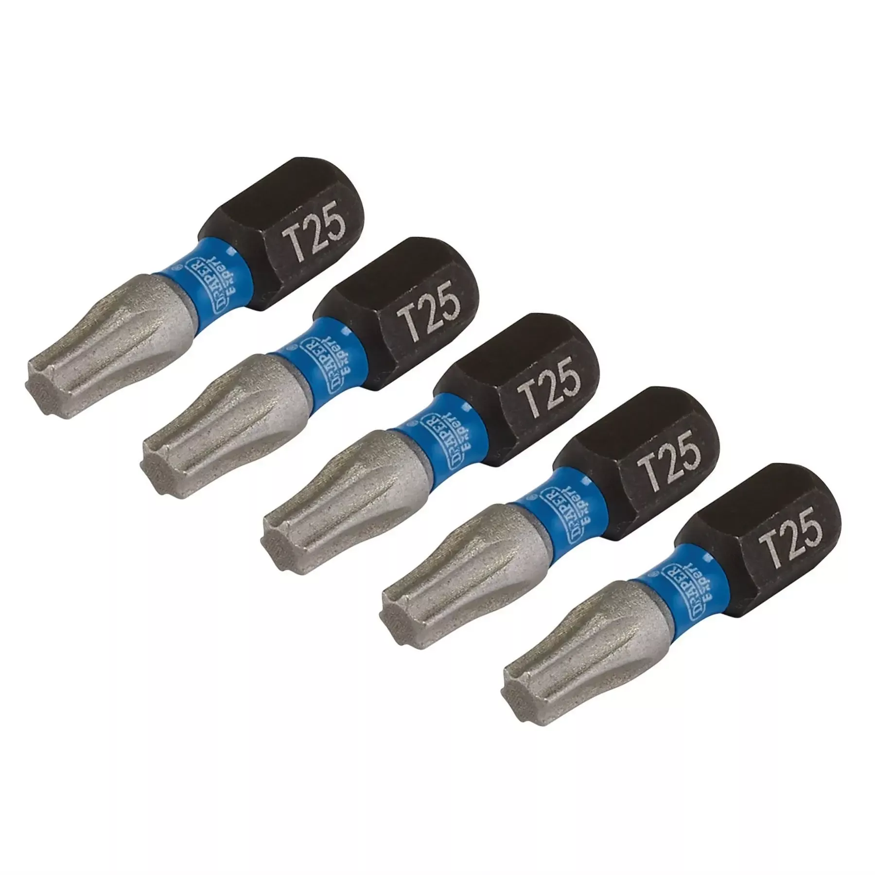 Draper Expert TX-STAR Impact Screwdriver Bits T25 x 25mm 1/4" Hex (Pack of 5) 05494