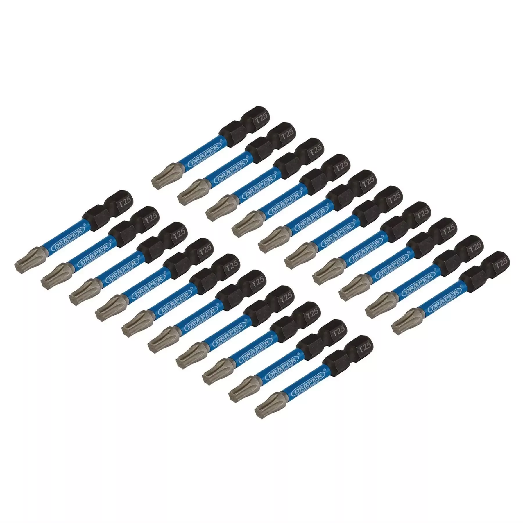 Draper Expert TX-STAR Impact Screwdriver Bits T25 x 50mm 1/4" Hex (Pack of 20) 05699