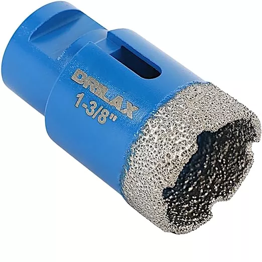 Drilax Pro Series 1-3/8 Inch Diamond Hole Saw for Angle Grinder – 5/8"-11 Thread – Dry Cutting Granite Drill Bit, Masonry Hole Saw & Quartz Countertop Drill Bit – Long Life 100+ Holes