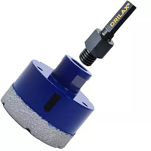 Drilax Pro Series 2-1/2 Inch Diamond Hole Saw | for Angle Grinders (5/8"-11 Thread) & Regular Drills (Adapter Incl.) | 1-3/8" Depth | Fast Dry Drilling for Large Pipes, Vents, Conduit | Long Life
