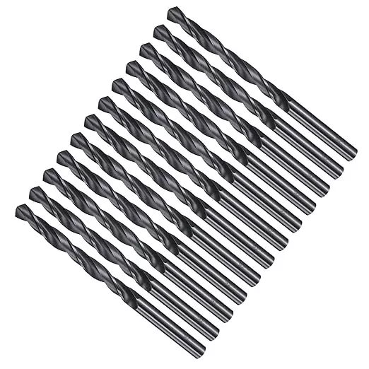 Drill Bit, 15/64" Cutting Diameter, 4241 HSS Nitriding Black 118° Cutting Angle Versatile Jobber Bits - (Applications: for Drilling Plastic Wood Soft Metal), 12-Pieces