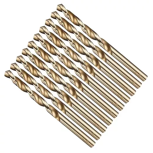 Drill Bit, 15/64" Cutting Diameter (5.953mm), 4241 HSS Gold 118° Cutting Angle Versatile Jobber Bits - (Applications: for Drilling Plastic Wood Soft Thin Metal), 12-Pieces