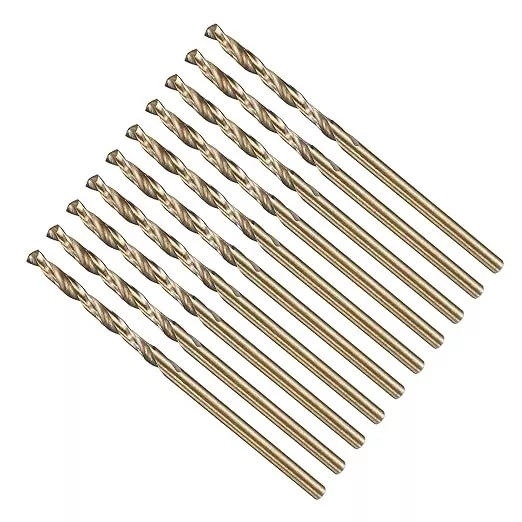 Drill Bit, 2.5mm Cutting Diameter, 4341 HSS Gold and Black 118° Cutting Angle Number Jobber Bits - (Applications: for Drilling Soft Metal Plastic Wood), 10-Pieces