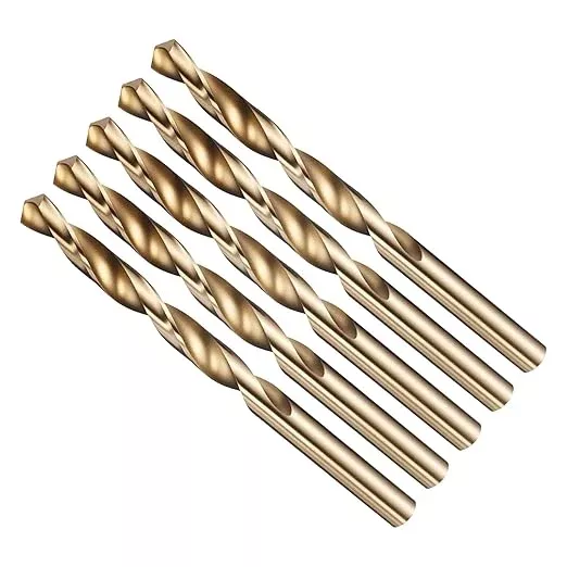 Drill Bit, 21/64" Cutting Diameter (8.334mm), 4241 HSS Gold 118° Cutting Angle Versatile Jobber Bits - (Applications: for Drilling Plastic Wood Soft Thin Metal), 4-Pieces
