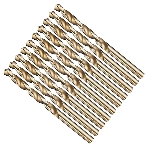 Drill Bit, 7/32" Cutting Diameter (5.556mm), 4241 HSS Gold 118° Cutting Angle Versatile Jobber Bits - (Applications: for Drilling Plastic Wood Soft Thin Metal), 12-Pieces