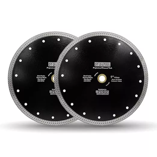 DT-DIATOOL 9 Inch Diamond Blade for Granite, Marble, Porcelain & Ceramic - Pack of 2