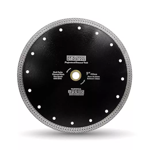 DT-DIATOOL Diamond Granite Blade 9 Inch for Marble Porcelain Tile Ceramic Diamond Cutting Disc with Mesh Turbo Diamond Segments