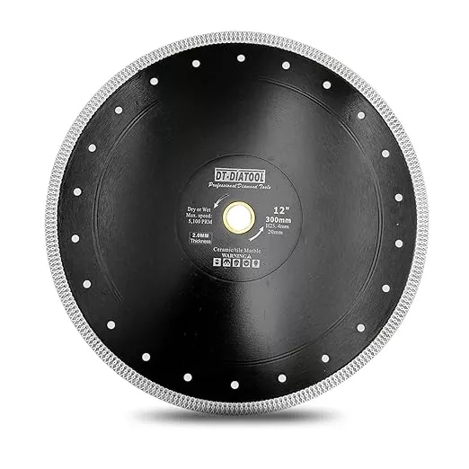 DT-DIATOOL Diamond Tile Blade 12 Inch Diamond Turbo X Mesh Rim Segement Circular Saw Blade for Procelain Ceramic Stoneware Marble Granite Fits 5/8"-7/8" Arbor