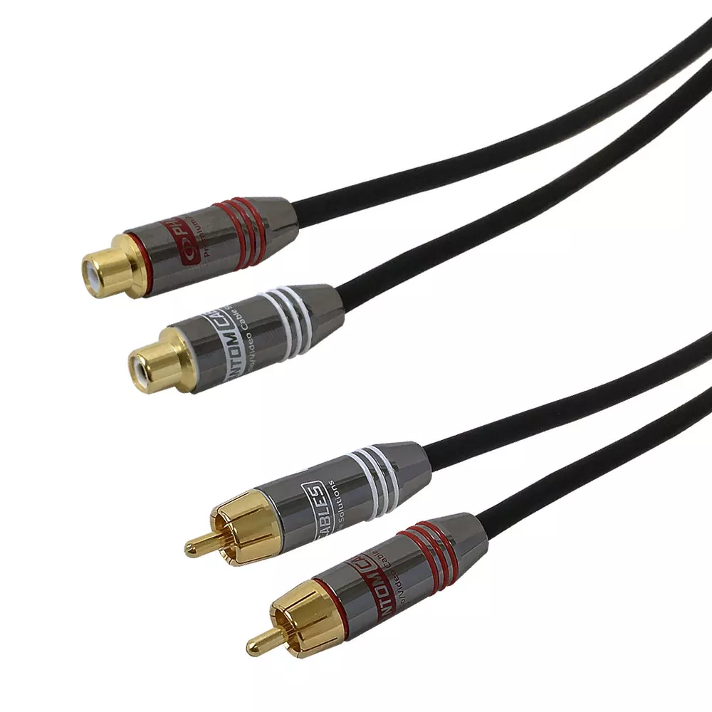 Dual Channel RCA Male to Female Audio Cable - 100 ft