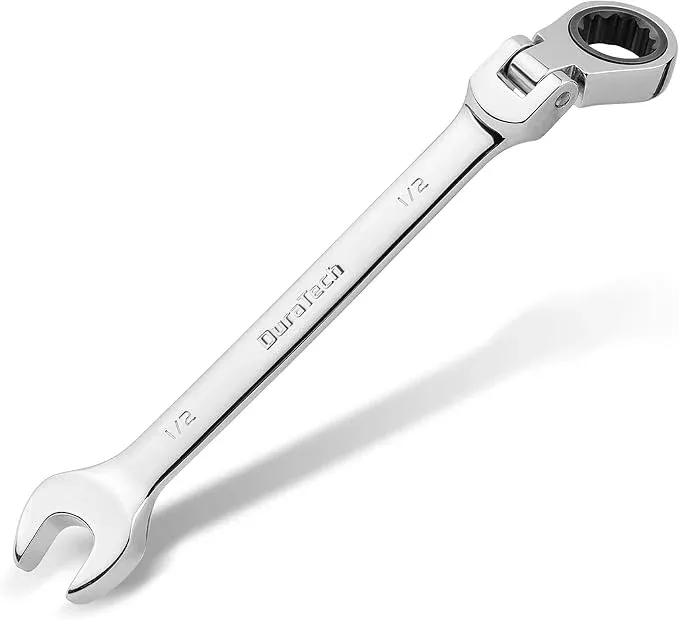 DURATECH 1/2" Flex-Head Ratcheting Combination Wrench, SAE, 72-Tooth, CR-V Steel