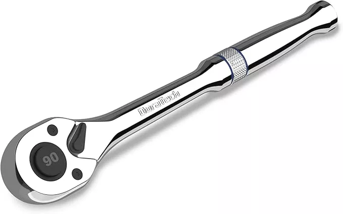 DURATECH 1/4-Inch Drive Ratchet, 90-Tooth Quick-release Ratchet Wrench, Reversible, Chrome Alloy Made, Full Polished, Stocking Stuffers for Men Gifts for Men Gifts for Women gifts for dad