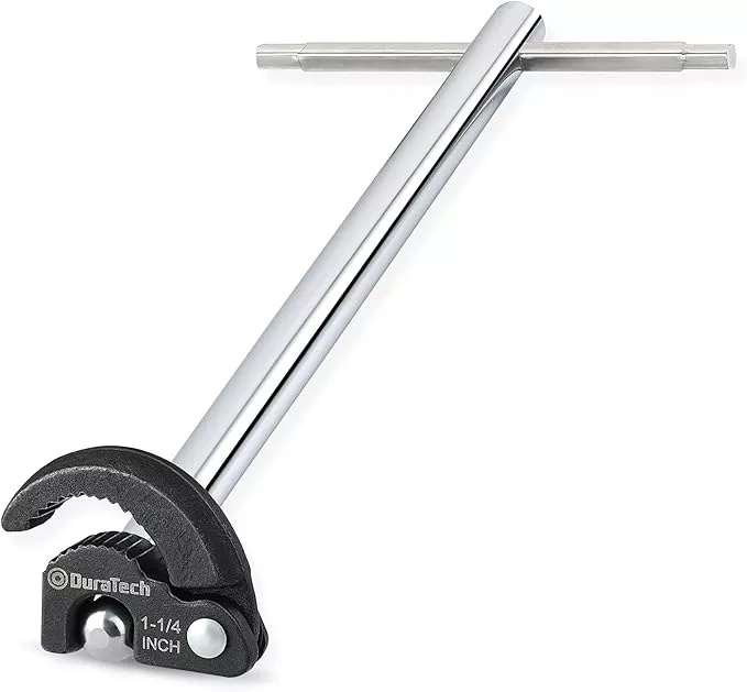 DURATECH 11" Basin Wrench, Sink Wrench, Adjustable Tap Nut Spanner Basin Spanner, Capacity of 3/8" to 1-1/4" for Fixing Back and Union Nuts Under Sink