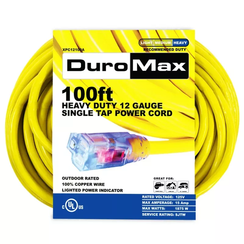 DuroMax XPC12100A 100-Foot 12-Gauge Single Tap Extension Power Cord