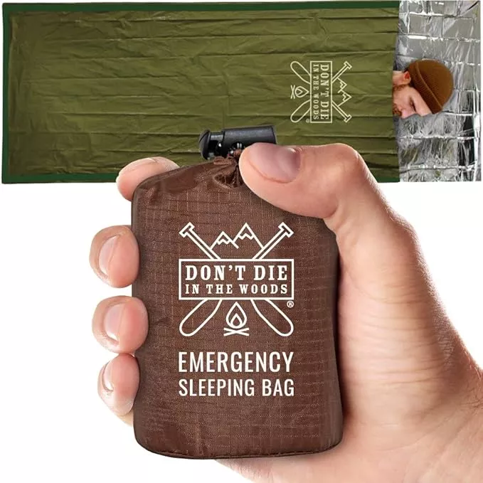 Emergency Sleeping Bag with Hood | Ultralight, Waterproof, Thermal Mylar Sleeping Bag Liner | Survival Bivy Space Blanket Bivey for Hiking, Backpacking, Earthquake, Camping, 72 Bug Out, Survival Kit