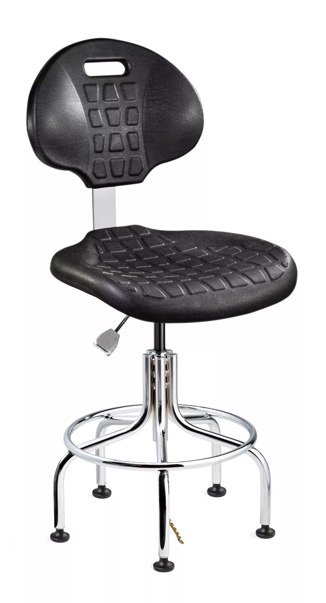 Everlast Tall Height ESD Black Polyurethane Chair; Non-Tilt; Chrome Tubular Steel Base