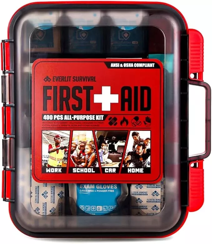 EVERLIT 400 Pcs OSHA/ANSI Compliant First Aid Kit Type III Class A Medical Kit Professional Med Kit Supplies for Contractors, Warehouse, Office, School, Home, Disaster, Car, Business, Restaurant