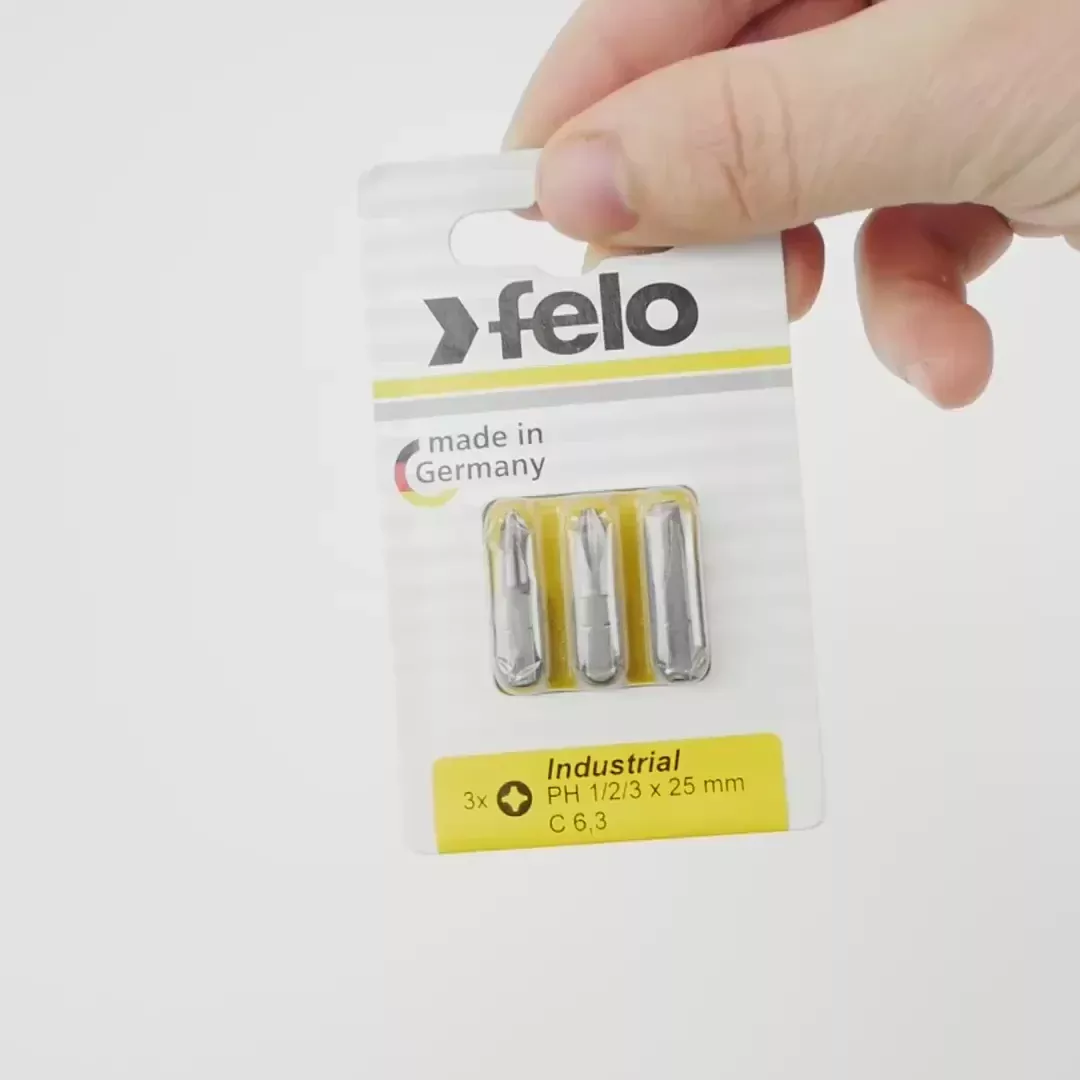 Felo Phillips #1, Phillips #2, Phillips #3 x 25 mm Bits- 3 Pieces