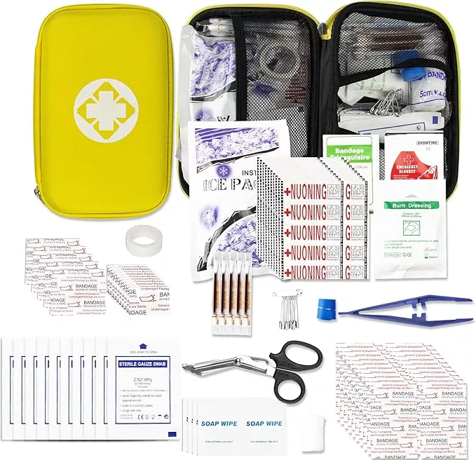 First Aid Kit Car Home Emergency Essential Kits - 275Pcs Basic Hiking Supplies Survival Gear First Aid Set Camping Backpacking Sports Yellow YIDERBO