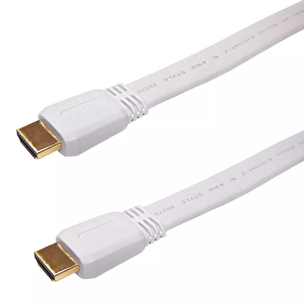 Flat HDMI High Speed with Ethernet 4K@60Hz CableFT4 -White - 3 ft