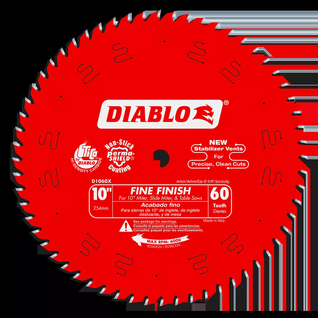 Freud Diablo 10" 60-Tooth Wood Fine Finish Circular Saw Blade D1060X
