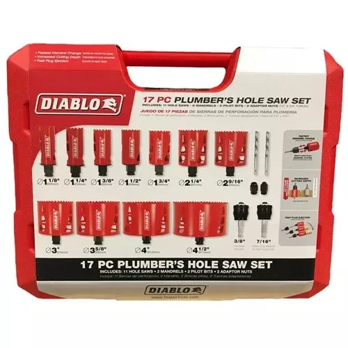 Freud Diablo 17pc Bi-Metal Hole Saw Plumbing Set DHS17SPL