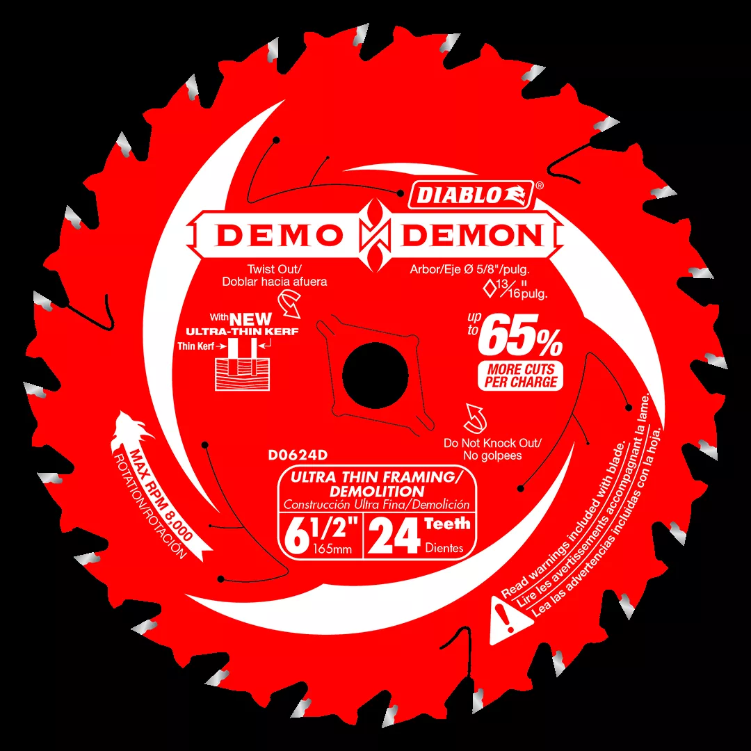 Freud Diablo 6-1/2" 24-Tooth Ultra-Thin Framing/Demolition Saw Blade D0624DA