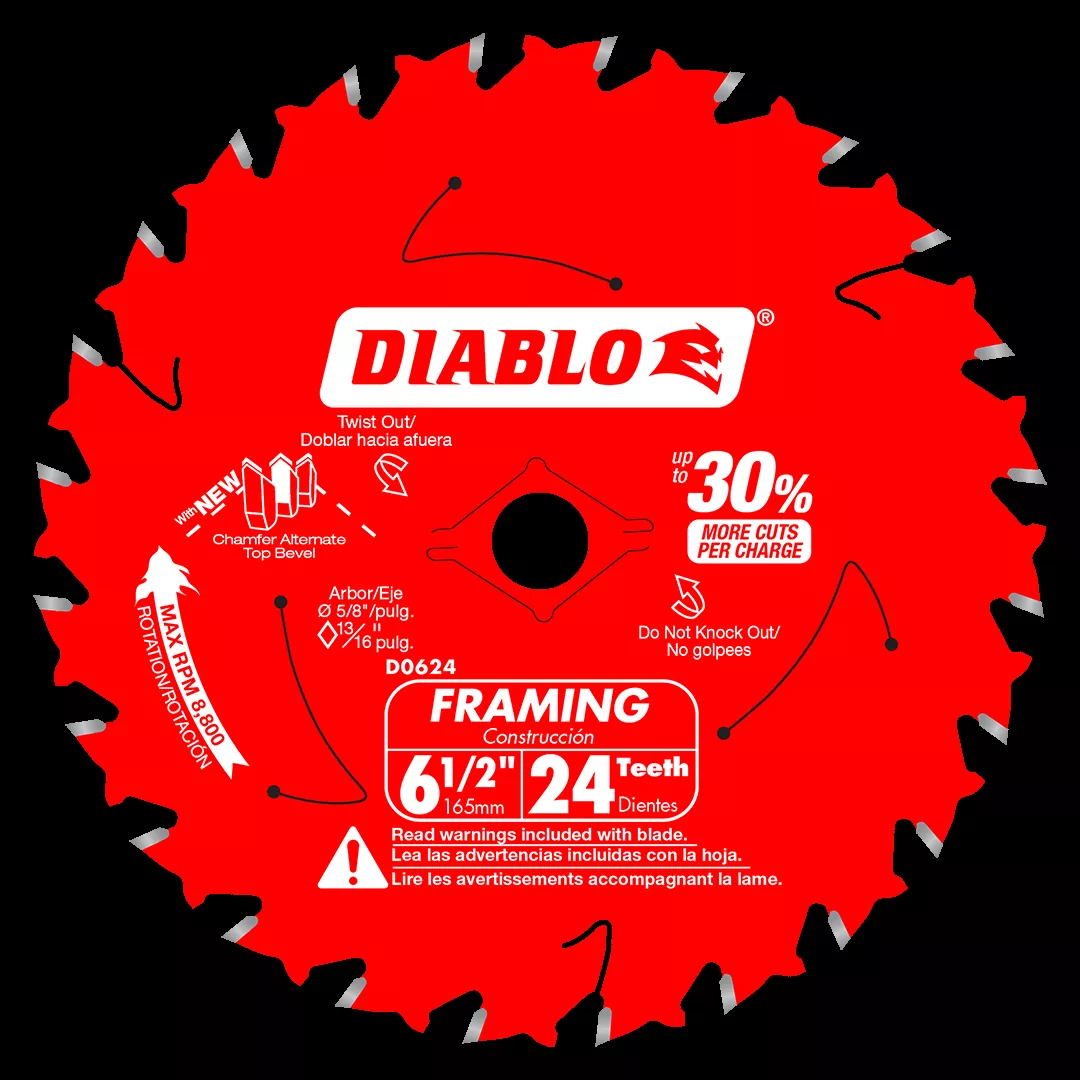Freud Diablo 6-1/2" 24-Tooth Wood Framing Saw Blade D0624A