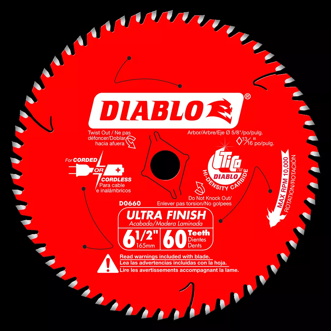 Freud Diablo 6-1/2" 60-Tooth Wood Ultra Finish Saw Blade D0660A