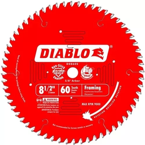 Freud Diablo 8-1/2" x 60 Tooth Carbide Circular Saw Blade D0860S