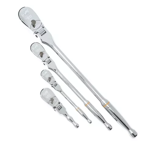 Gearwrench 4 Piece 1/4", 3/8" & 1/2" Drive 90-Tooth Flex Head Teardrop Ratchet Set 81230Te