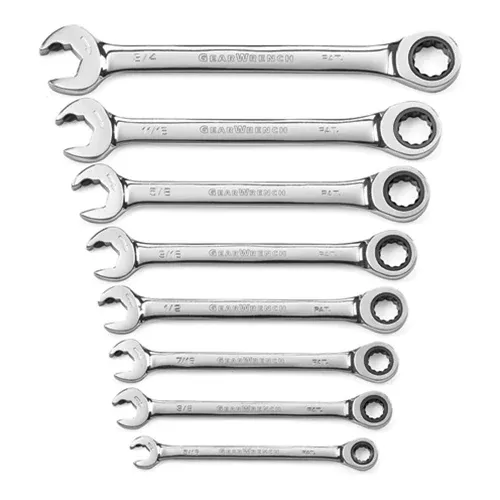 Gearwrench 8 Piece 72-Tooth Open End SAE Ratcheting Combination Wrench Set 85599