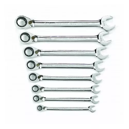 GearWrench 8 Piece Reversible Combination Ratcheting Wrench Set SAE 9533N