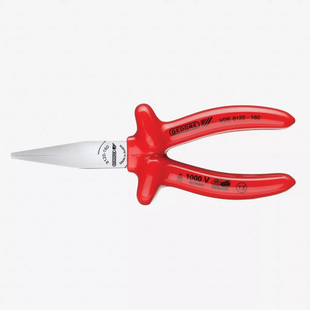 Gedore VDE 8120-160 VDE Flat nose pliers with VDE dipped insulation