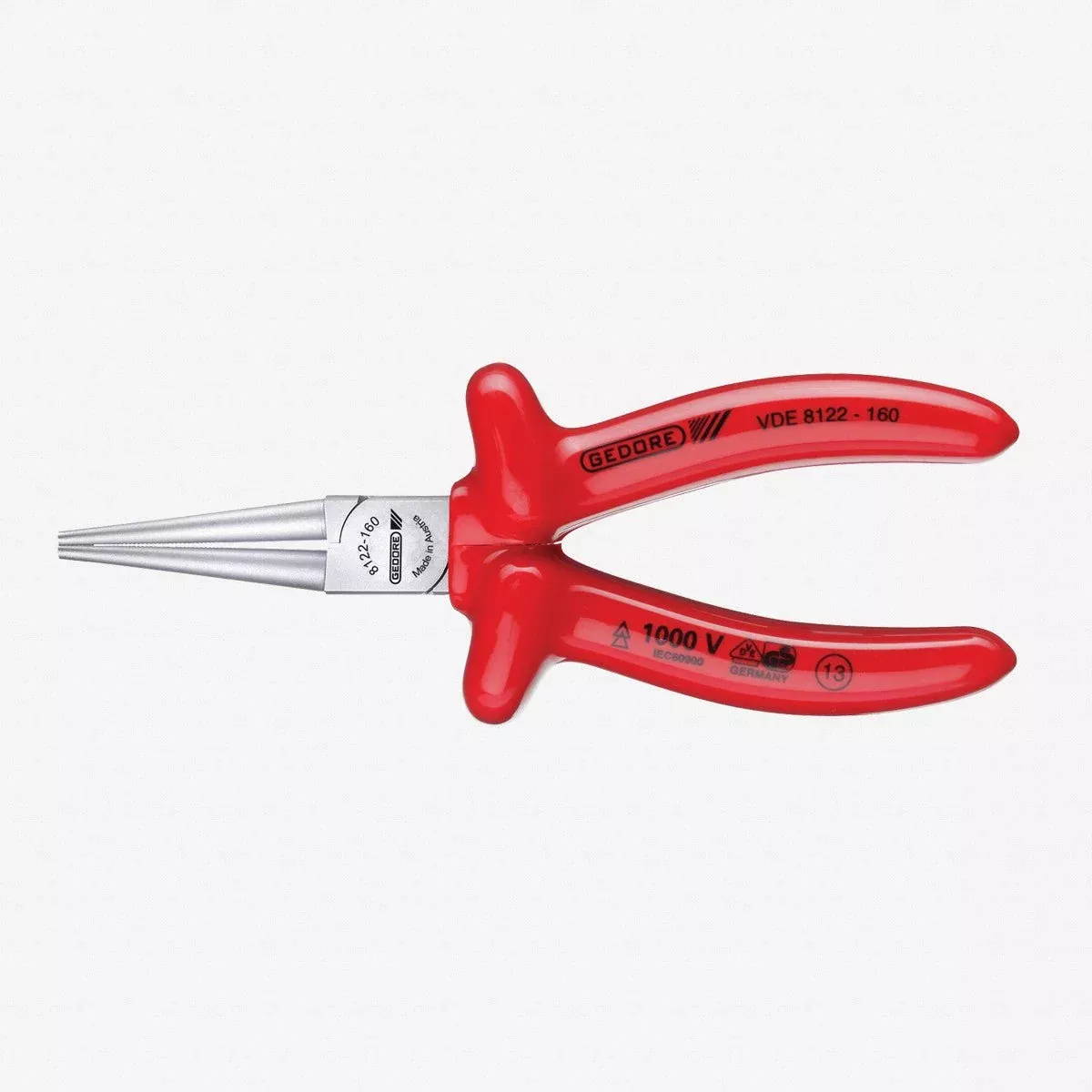 Gedore VDE 8122-160 VDE Round nose pliers with VDE dipped insulation