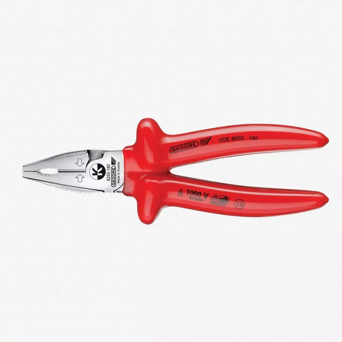 Gedore VDE 8250-180 VDE Heavy duty combination pliers with VDE dipped insulation 180 mm
