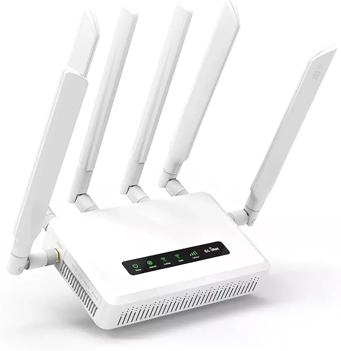 GL.iNet GL-X3000 (Spitz AX) Cellular Gateway 5G Router for House & RV, Wi-Fi 6, Detachable Antennas, Dual-SIM, T-Mobile & AT&T IoT Device Certified, Family/Rural Area/Road Trips (Free 10GB SIM Card)