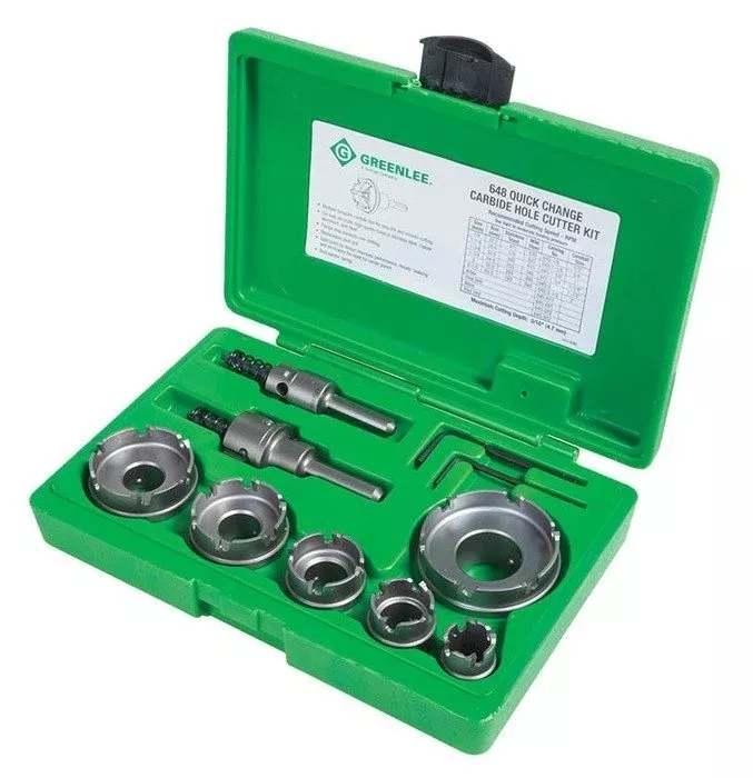 Greenlee 648 8PC Quick-Change Carbide-Tipped Hole Cutter Set (7/8" - 2-1/2")