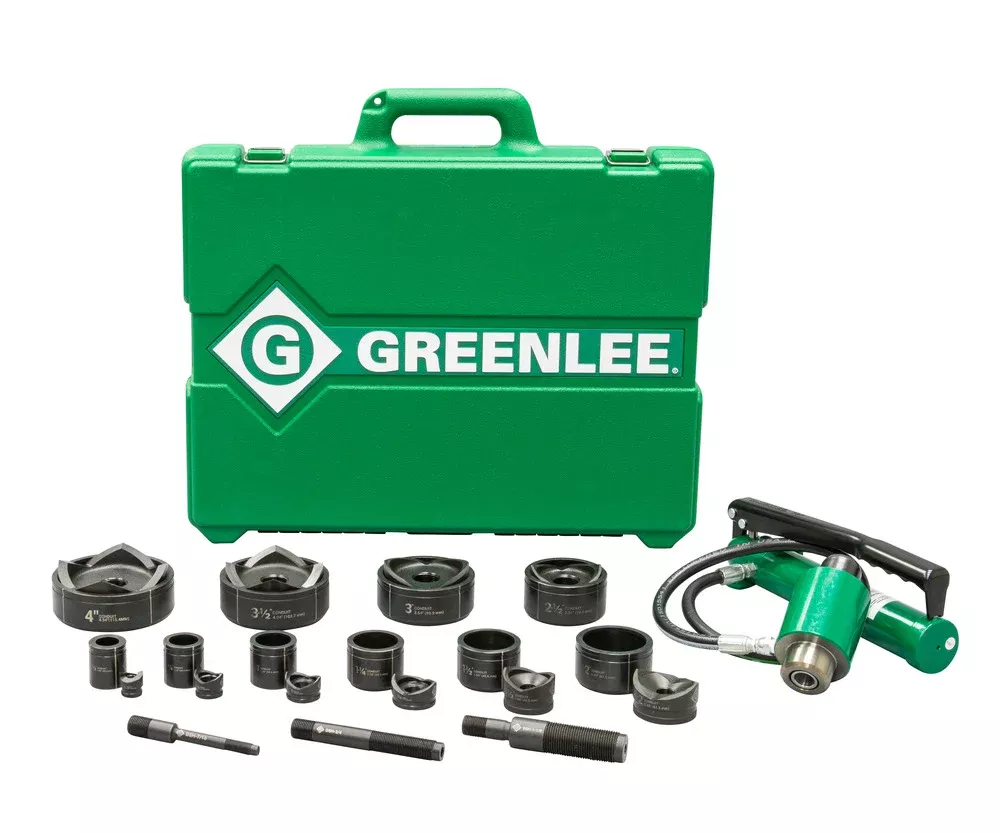 Greenlee 7310 11-Ton Hydraulic Knockout Kit with Hand Pump and Standard Round 1/2" - 4"