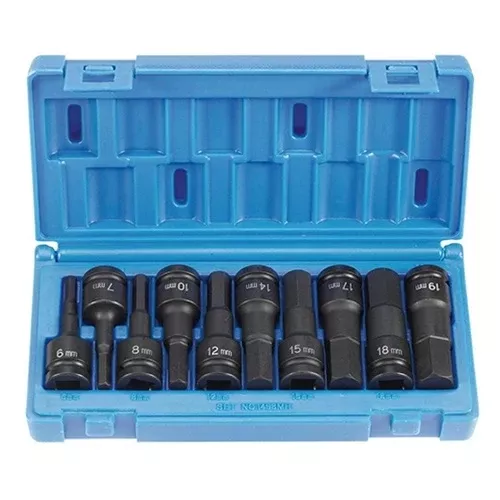 Grey Pneumatic 10 Piece 1/2" Drive Metric Hex Driver Set 1498MH