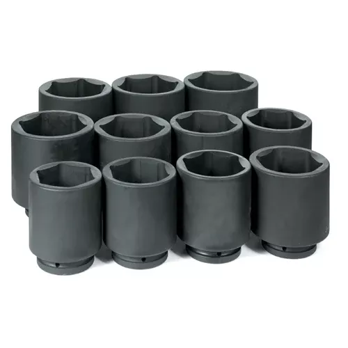 Grey Pneumatic 11 Piece 1" Drive 6-Point Deep Length Impact Socket Set (Metric) 9011MD