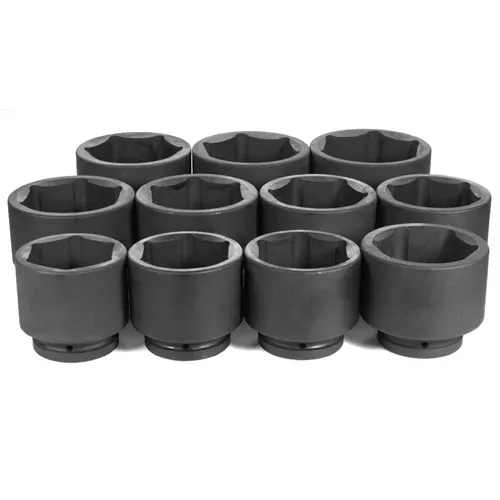 Grey Pneumatic 11 Piece 1" Drive 6-Point Standard Length Impact Socket Set (Metric) 9011M