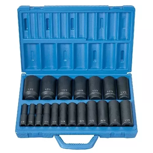 Grey Pneumatic 19 Piece 1/2" Drive Deep Length Impact Set (SAE) 1319D